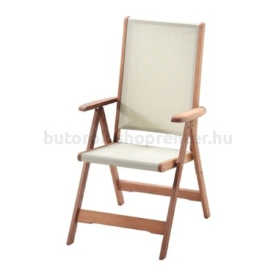 Karfás kerti szék fából, 5 pozíciós (textil ülőrésszel)