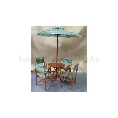 Kerti szett - asztal+4 szék+napernyő, fából
